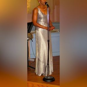 Ann Taylor Pewter Metallic Formal Dress